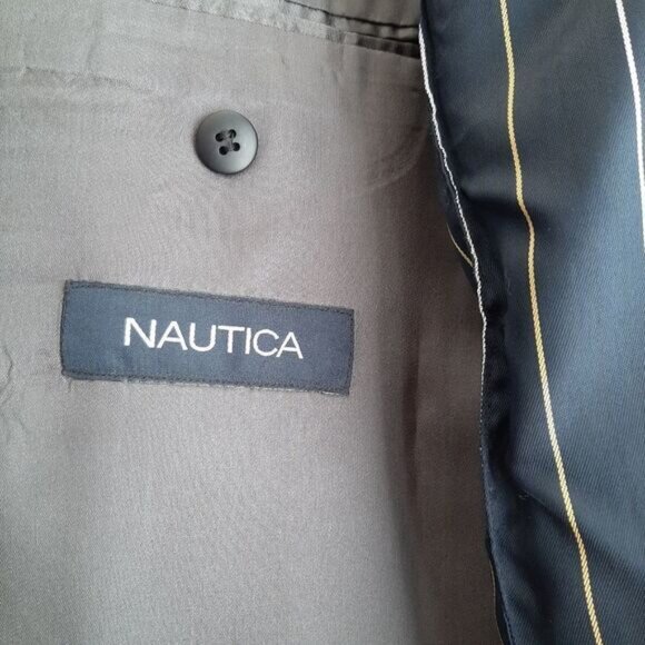 NAUTICA Navigator 100% Wool Blazer Jacket Grey Pin Stripe Men's Sz 40 T Tall - Picture 10 of 12